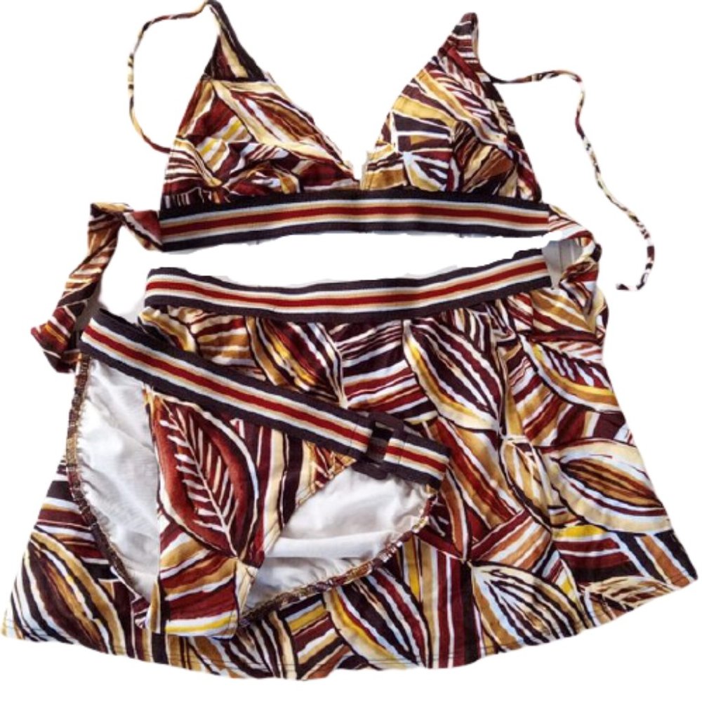 Striped 3 pc Swimsuit Bathing Suit Fits 6 8